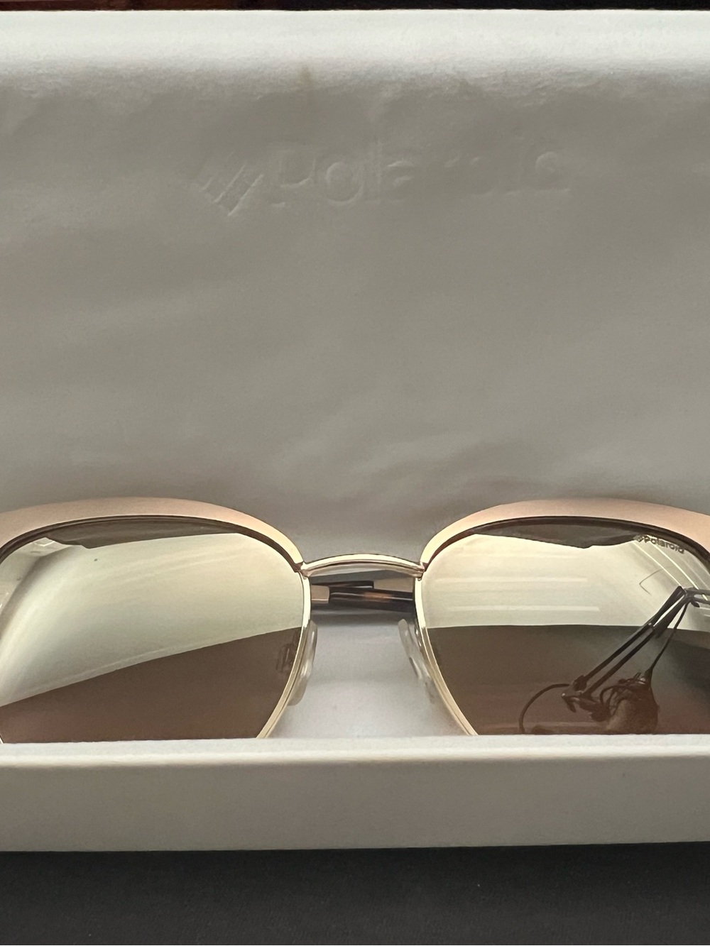 Polaroid Women's Rose Gold Frame Sunglasses with Brown Gradient Lenses